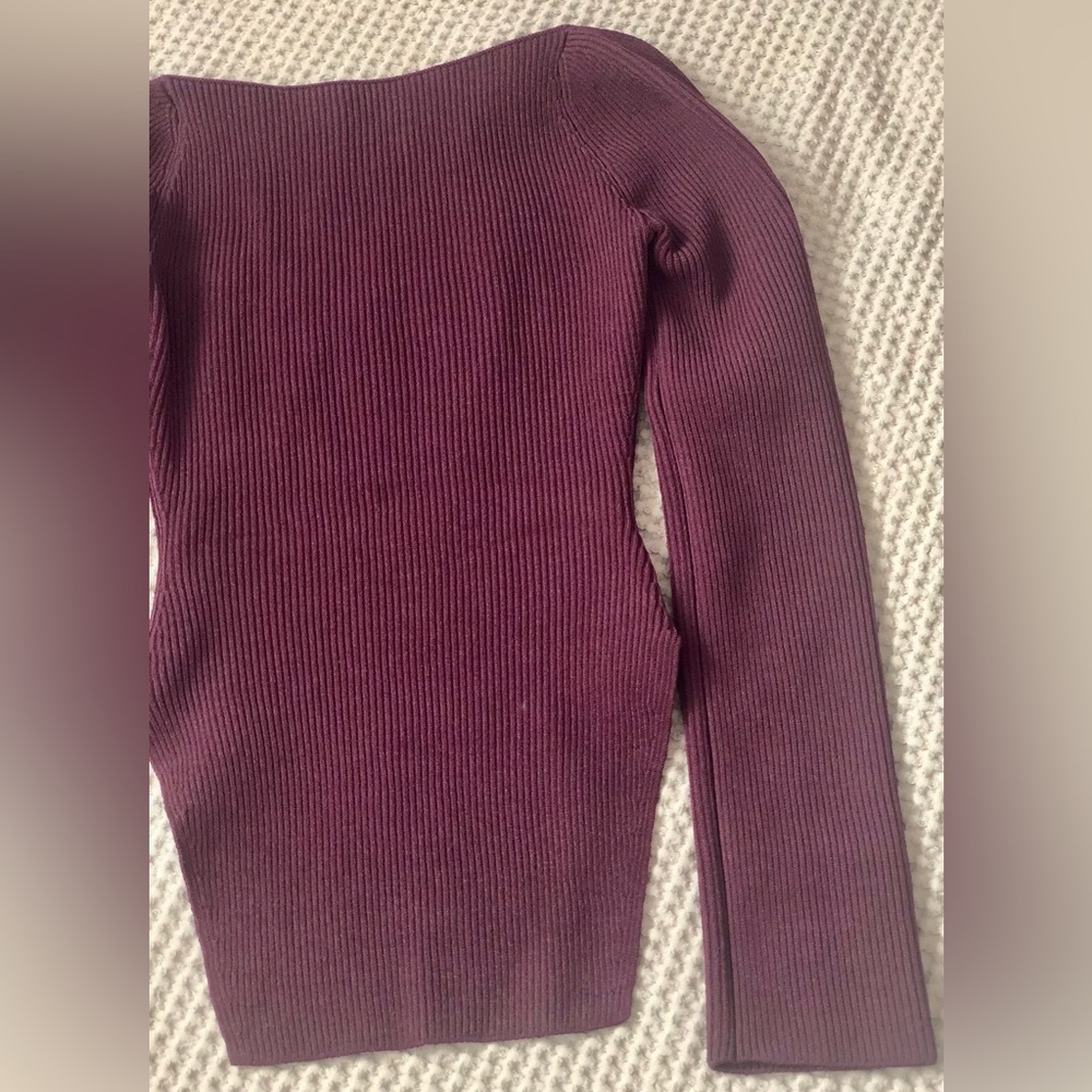 Khaite Maddy Knit Bustier Sweater, M, Merlot - Picture 7 of 9